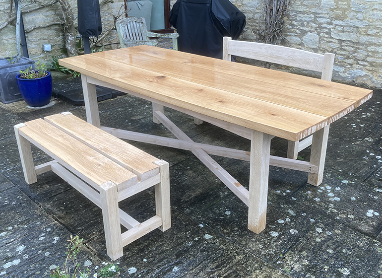 oak garden table frame legs with bottom rails