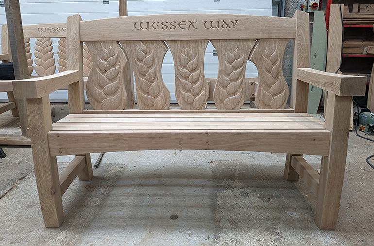Oak benches in the workshop