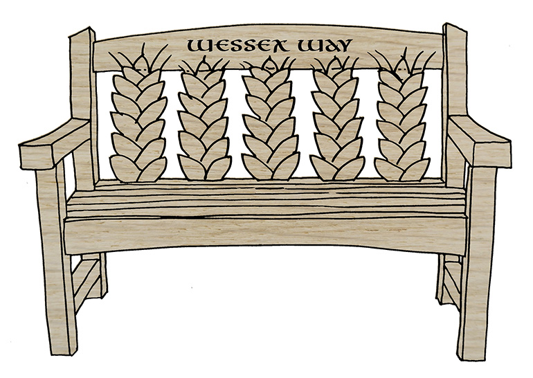 Oak seat with wheat carved on the backrest