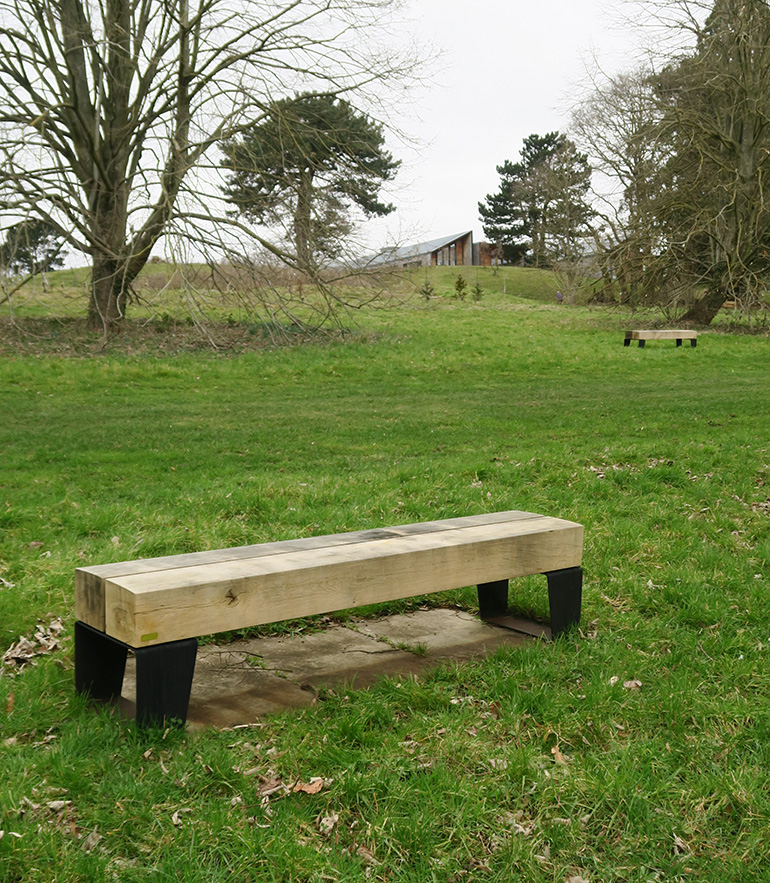Oak and Steel benches in RHS Gardens Wisley
