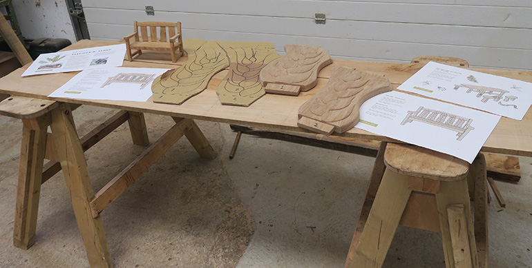 display of how the benches are designed and made