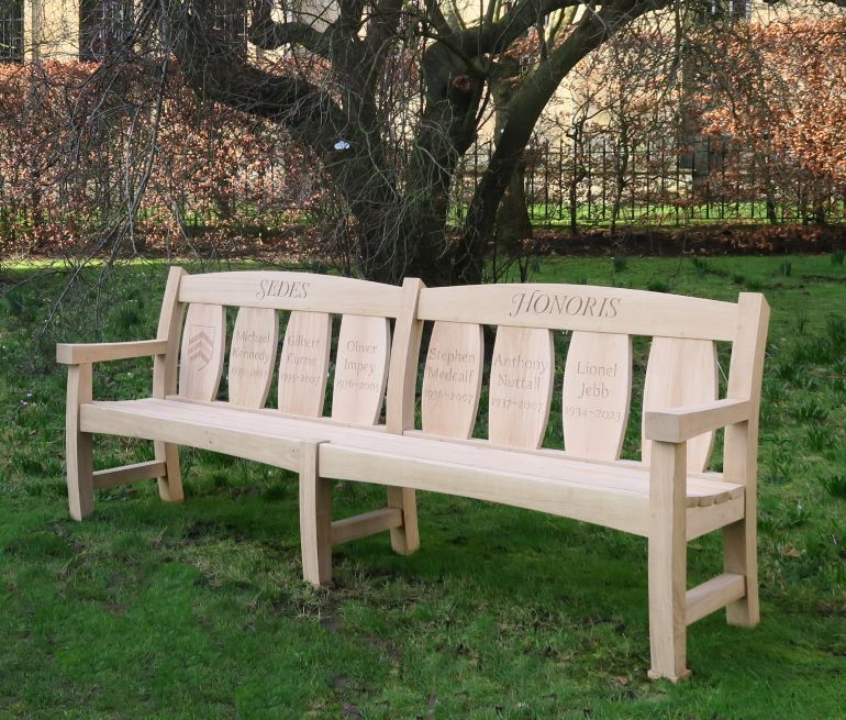 Oak Goosey Bench in Merton Chapel Garden