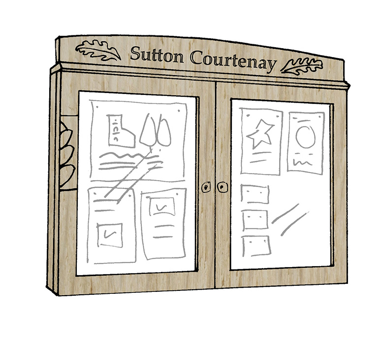 Oak wall mounted noticeboard